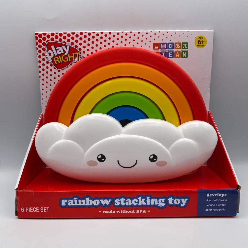 Play Right Rainbow Stacking Toy Develops Fine Motor Skills  Baby 6 Piece Set NEW - Picture 2 of 8